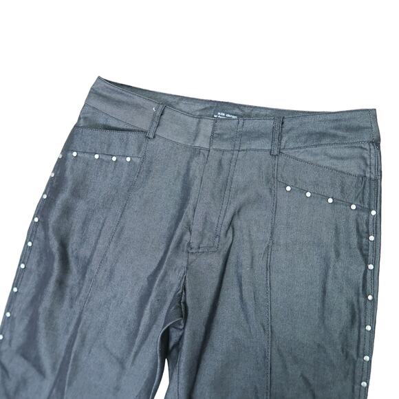 Vintage Y2K Anthony Sicari Silk Denim charcoal black studded bootcut jeans 6 - Picture 2 of 4
